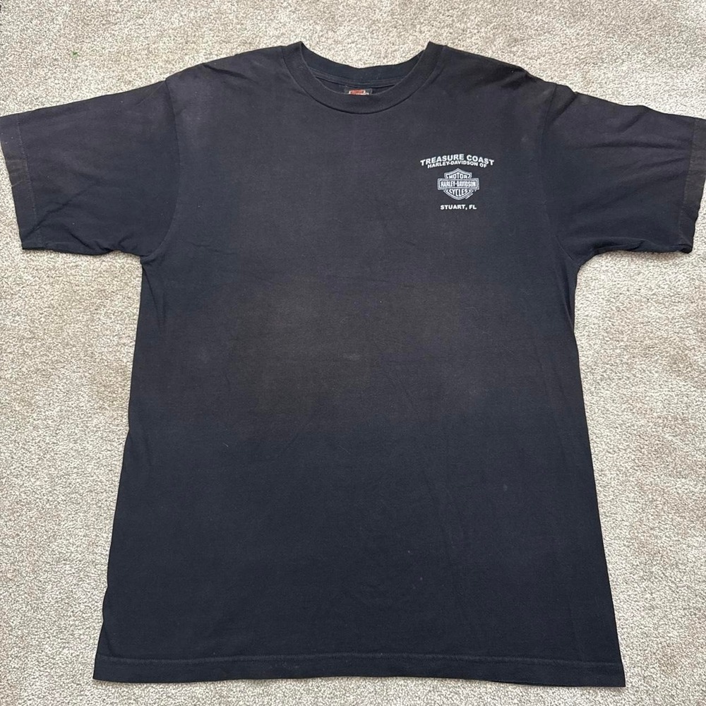 Vintage 2008 Harley Davidson Treasure Coast Black T-Shirt XL Sun Fade